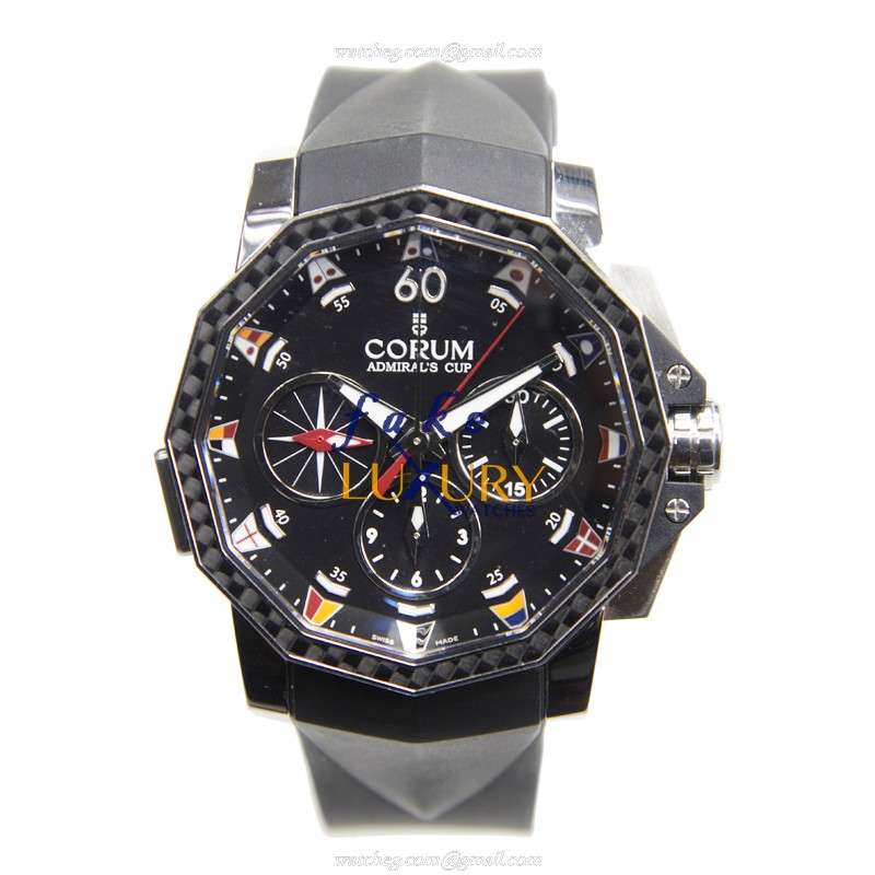 Corum 986.691.11-F371 AN92 Admirals Cup Replica Watch, Black Dial, Steel Case, Rubber Strap - Image 2