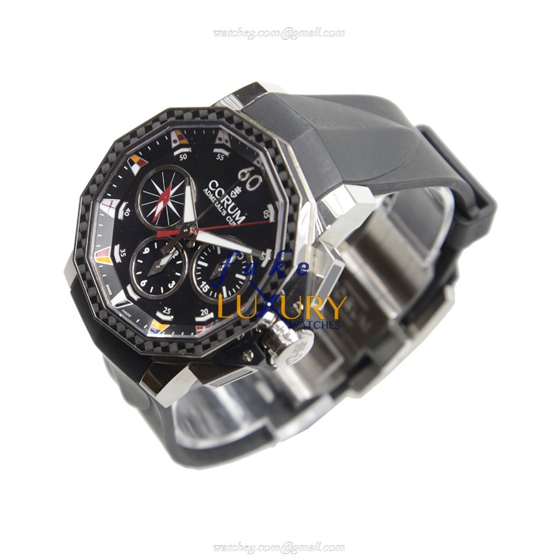 Corum 986.691.11-F371 AN92 Admirals Cup Replica Watch, Black Dial, Steel Case, Rubber Strap - Image 3