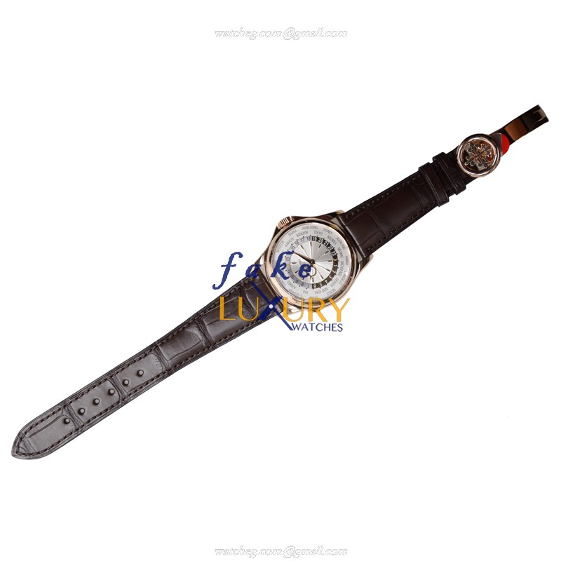 Patek Philippe 5130R-018 Replica Watch, Automatic, Silver Dial, 18kt Rose Gold Case, Brown - Image 2