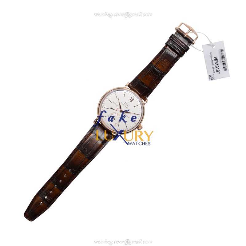 IWC IW510107 Portofino Replica Watch Manual Wind 18kt Rose Gold Silvery White Dial Dark Brown - Image 2
