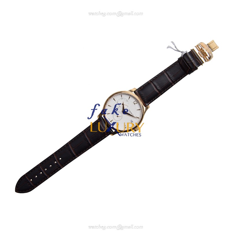 Tissot T063.639.36.037.00 T-Classic Replica Watch, Quartz Movement, White Dial, Brown Leather Strap - Image 2