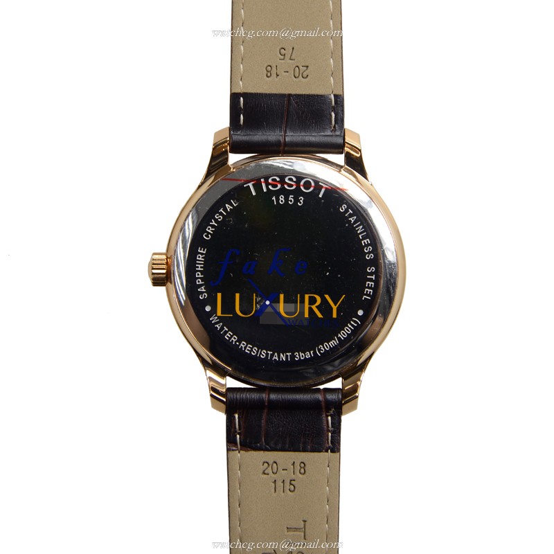 Tissot T063.639.36.037.00 T-Classic Replica Watch, Quartz Movement, White Dial, Brown Leather Strap - Image 3