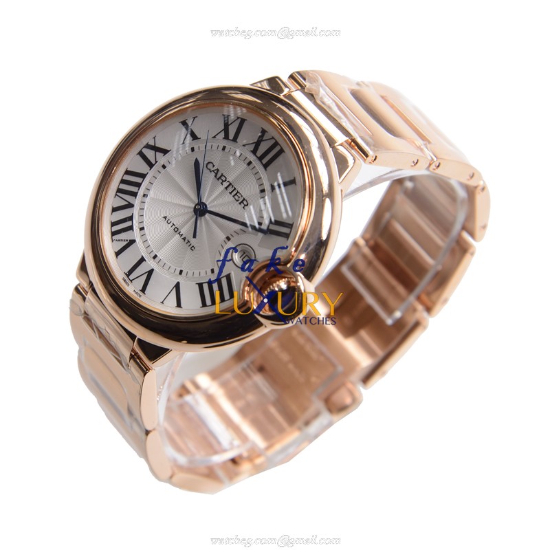 Cartier W69006Z2 Ballon Bleu Automatic 18kt Rose Gold Silvery Dial Replica Watch - Image 3