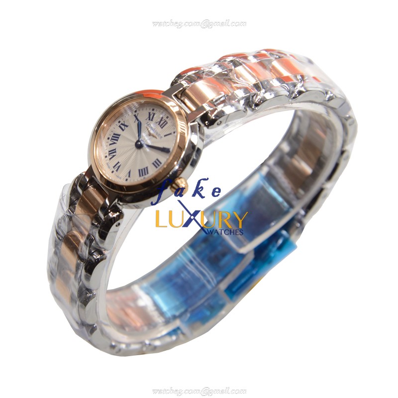 Longines L8.109.5.78.6 Prima Luna Quartz 18kt Rose Gold Steel Silver Dial Replica Watch - Image 3