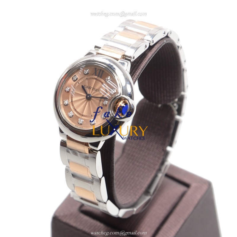 Cartier WE902052 BALLON BLEU Quartz Stainless Steel Replica Watch - Pink Dial, Silver Strap - Image 3