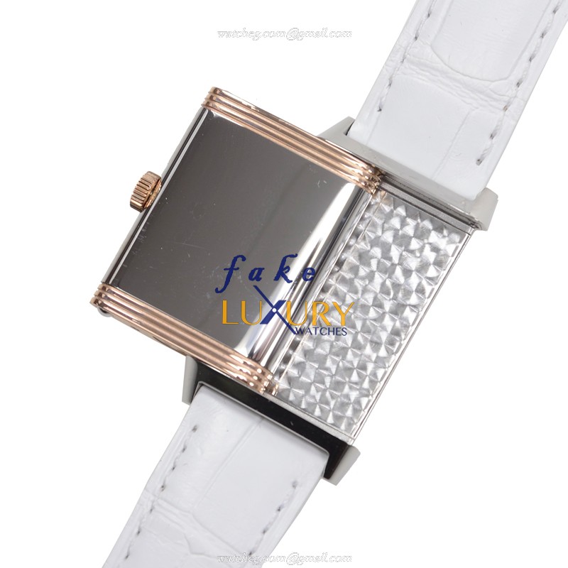 Jaeger-Lecoultre Q3224420 REVERSO Manual Wind 18kt Rose Gold & Diamond Replica Watch, Silver Dial - Image 4