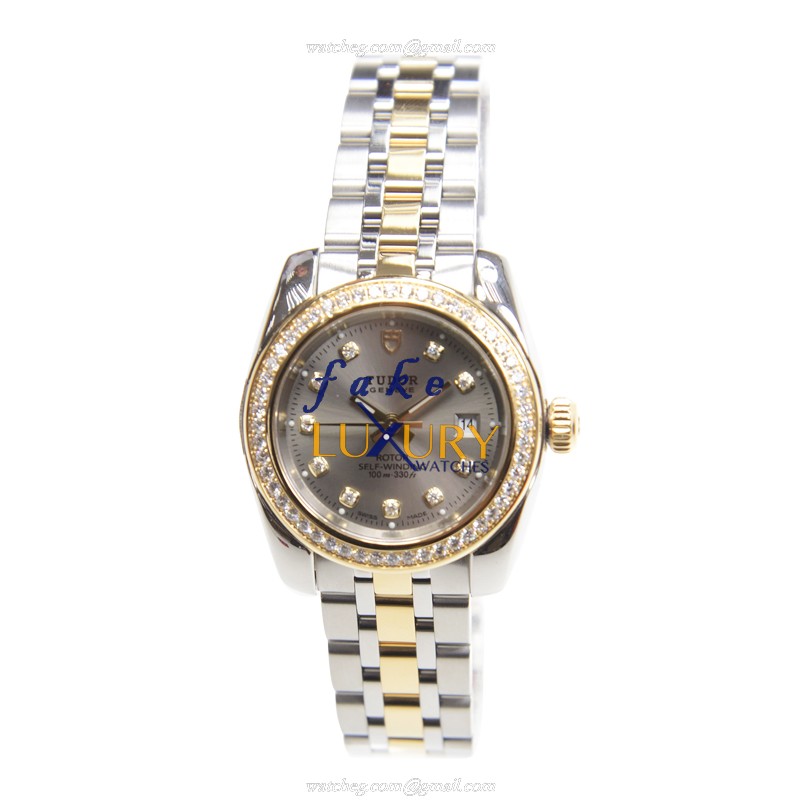 Tudor 22023-62543-10DI-GY CLASSIC Manual Wind 18kt Gold Diamond Steel Replica Watch - Gray Dial - Image 2