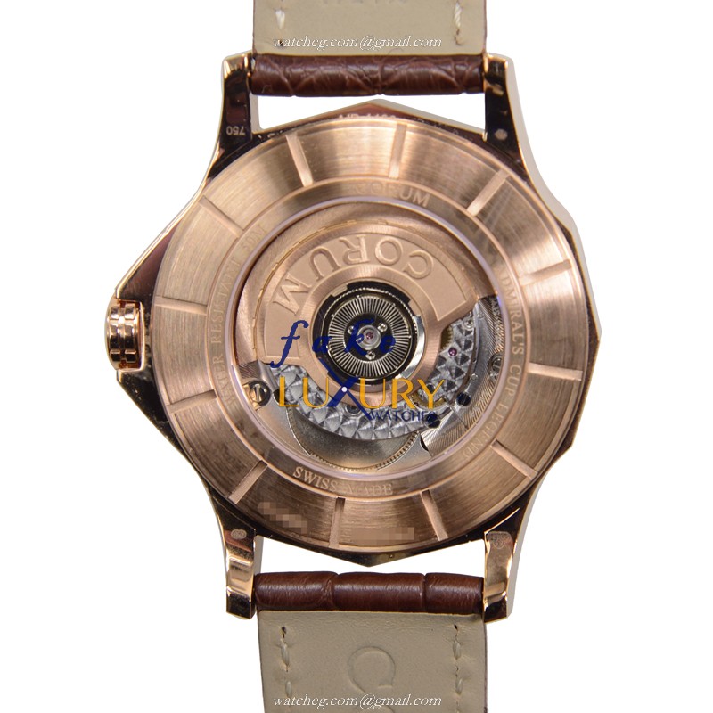 Corum Admirals Cup 395.101.55-0002 FH12 Automatic 18kt Rose Gold Silver Dial Brown Alligator - Image 3