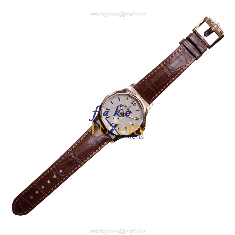 Corum Admirals Cup 395.101.55-0002 FH12 Automatic 18kt Rose Gold Silver Dial Brown Alligator - Image 2