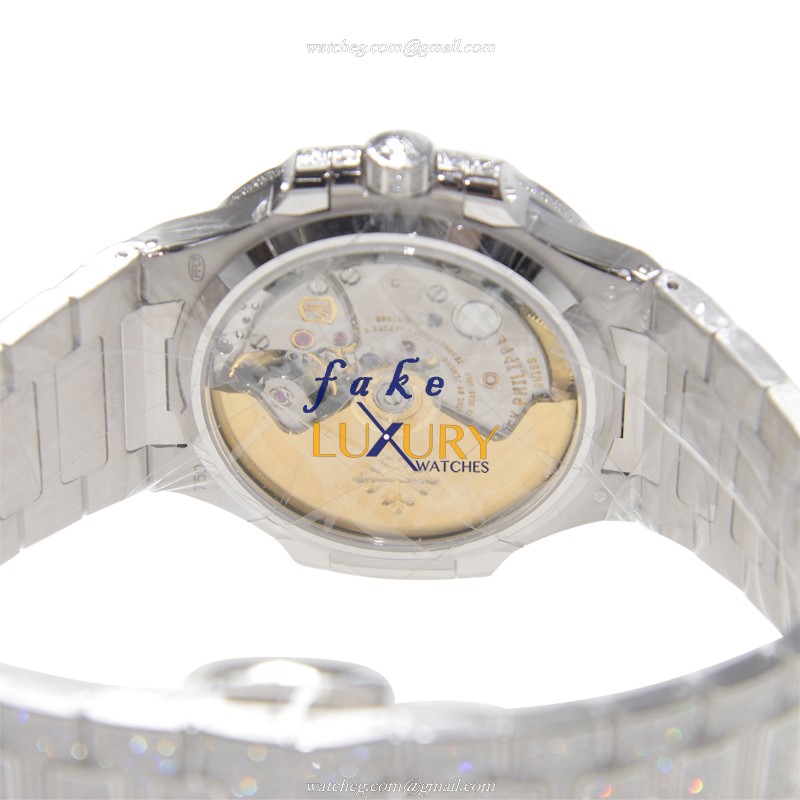 7021/1G-001 - Patek Philippe Nautilus Replica Watch 33.6mm White Gold Diamond Silver Dial - Image 4