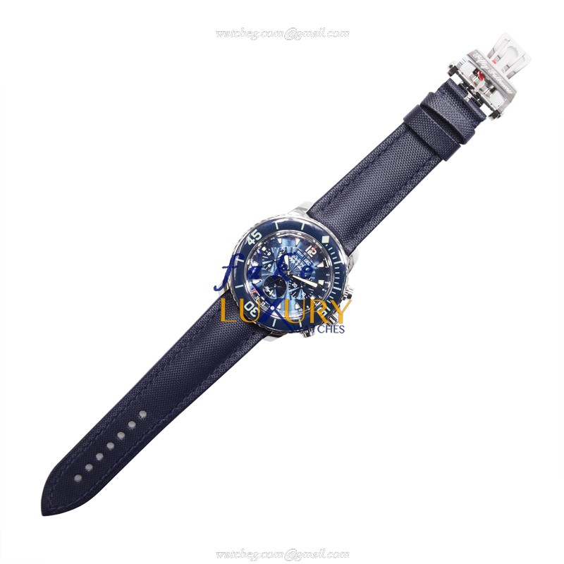 Blancpain 5066F-1140-52B Fifty Fathoms Replica Watch, Automatic, Blue Dial, Steel Case, Canvas Strap - Image 2