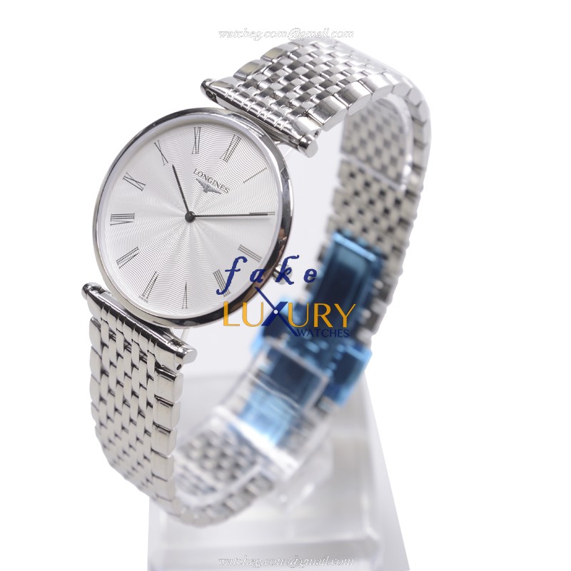 Longines L4.709.4.71.6 La Grande Quartz Replica Watch, White Dial Silver Steel Bracelet - Image 3