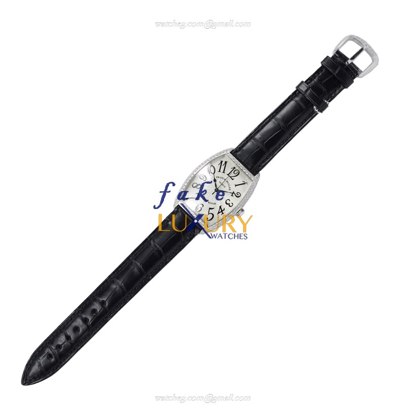 Franck Muller 2852 SC D OG Master Banker Auto 18kt White Gold Diamond Replica Watch 31mm Silver - Image 2