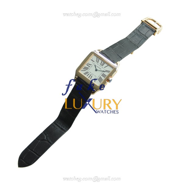 Cartier W2009251 Santos Replica Watch, Silvery White Dial, 18kt Rose Gold Case, Quartz - Image 4