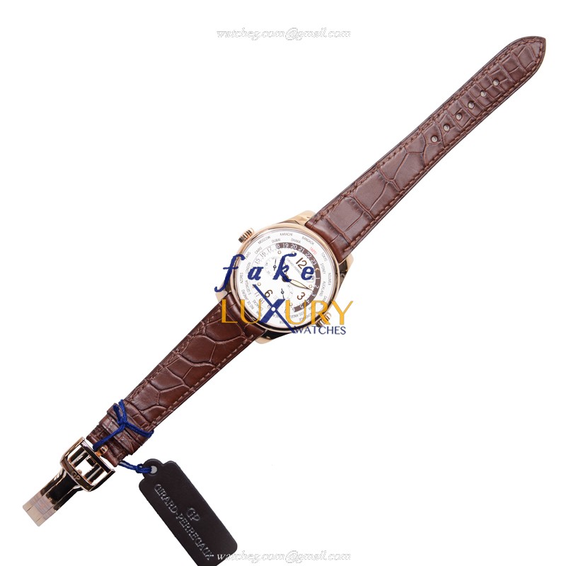 Girard Perregaux 49850-52-584SBAEA Automatic 18kt Rose Gold White Dial Leather Replica Watch - Image 2