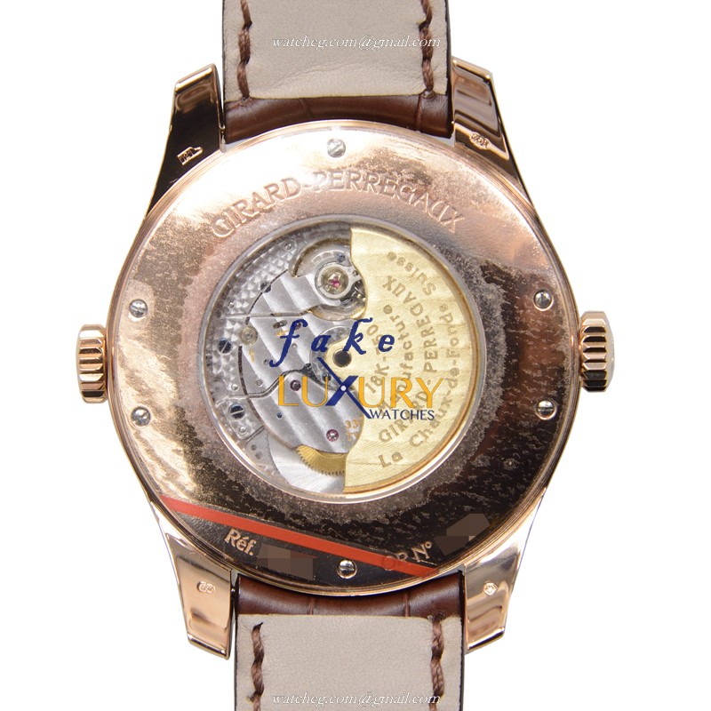 Girard Perregaux 49850-52-584SBAEA Automatic 18kt Rose Gold White Dial Leather Replica Watch - Image 3