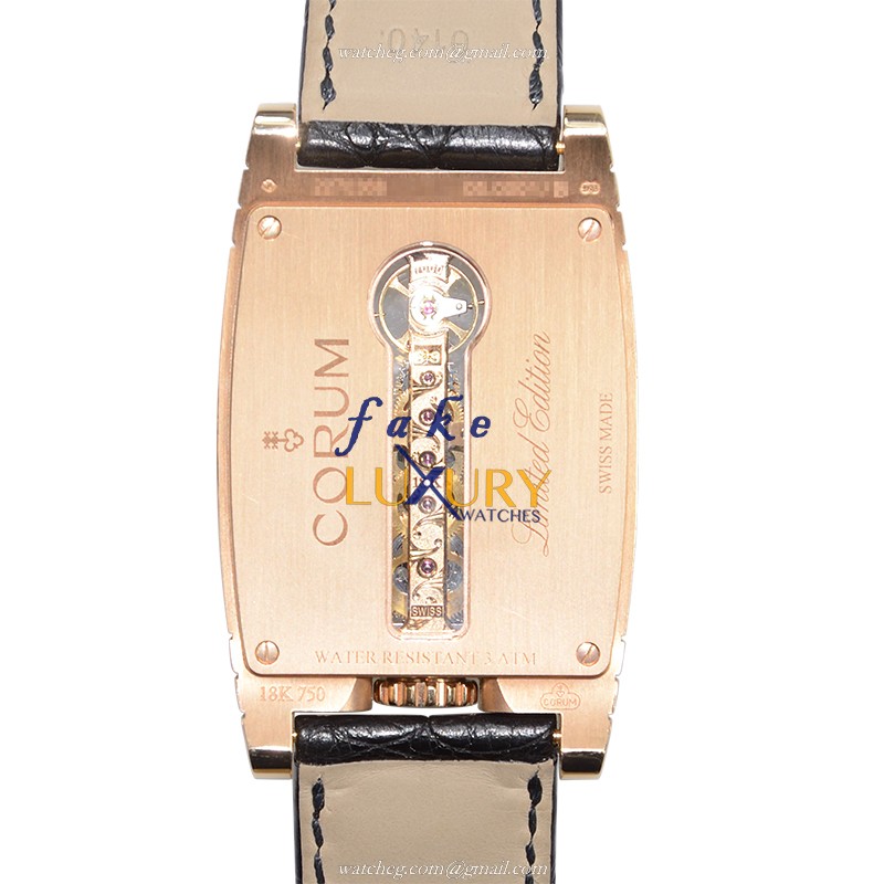 113.770.55-0001 GK01 - Corum Bridge Replica Watch - Manual Wind 18kt Rose Gold - Transparent Skull - Image 3