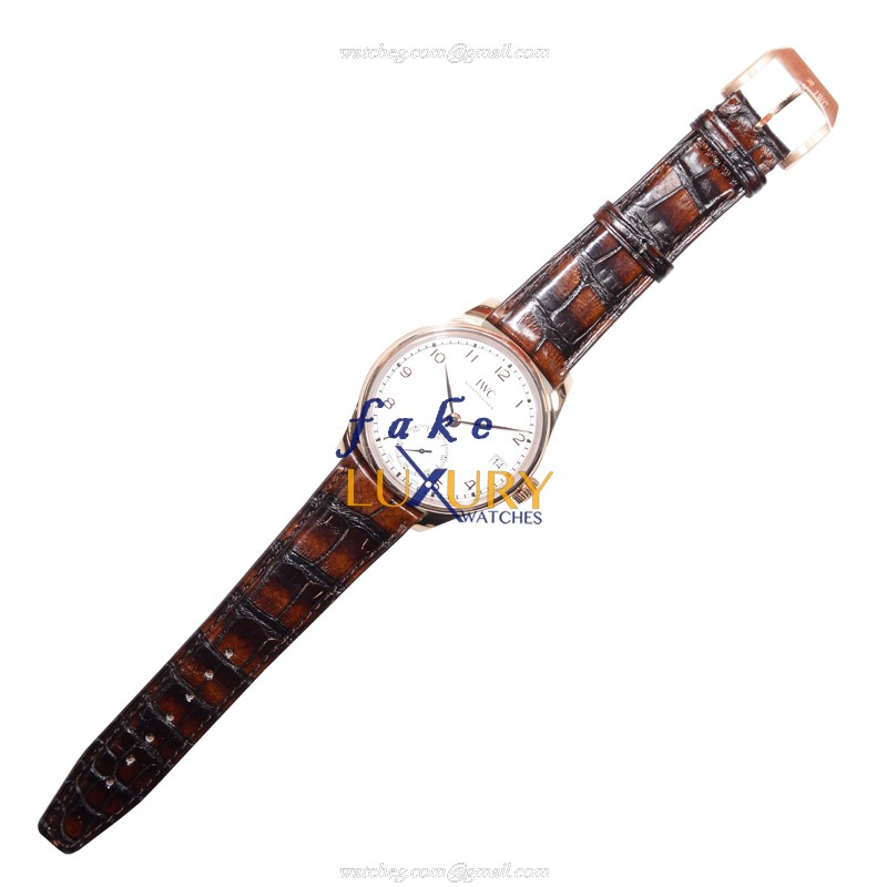 IWC IW510204 Portuguese Automatic Replica Watch, 18kt Rose Gold Case, Silver Dial, Brown Alligator - Image 2