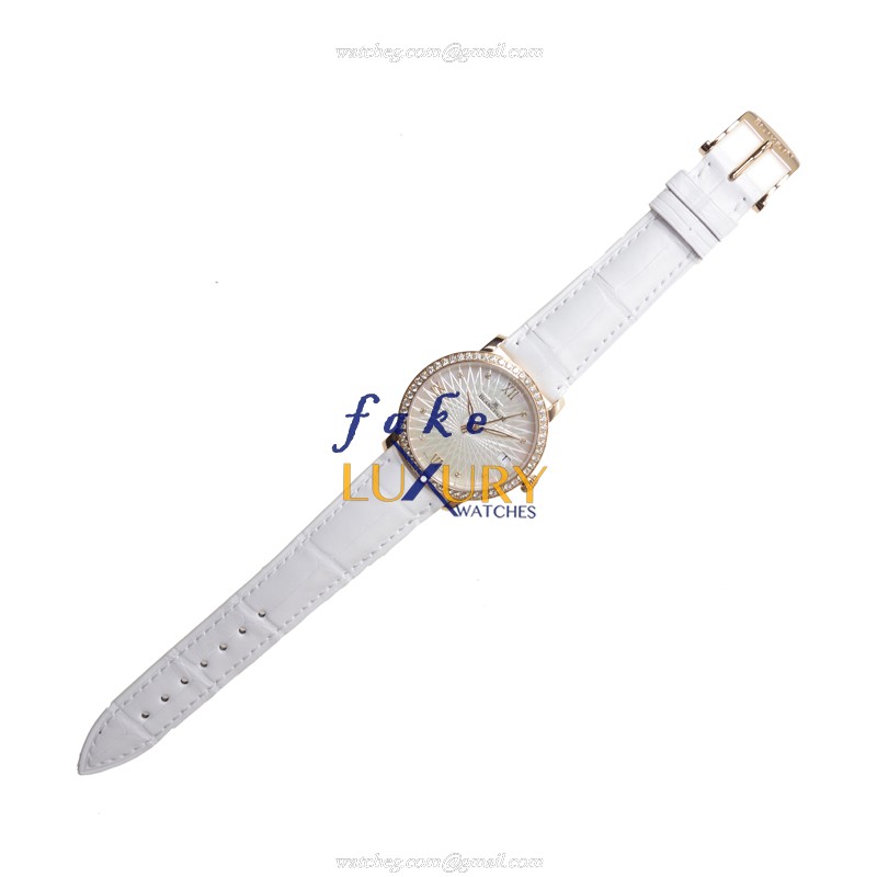 Blancpain 6604-2944-55A Replica Watch, Automatic, White Mother of Pearl Dial, 18kt Rose Gold & - Image 2