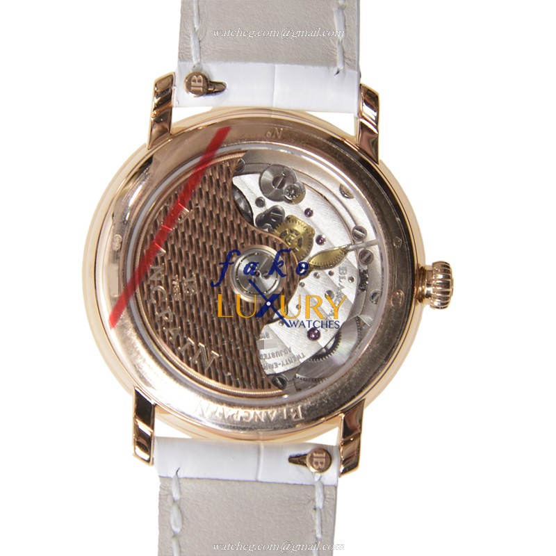 Blancpain 6604-2944-55A Replica Watch, Automatic, White Mother of Pearl Dial, 18kt Rose Gold & - Image 3