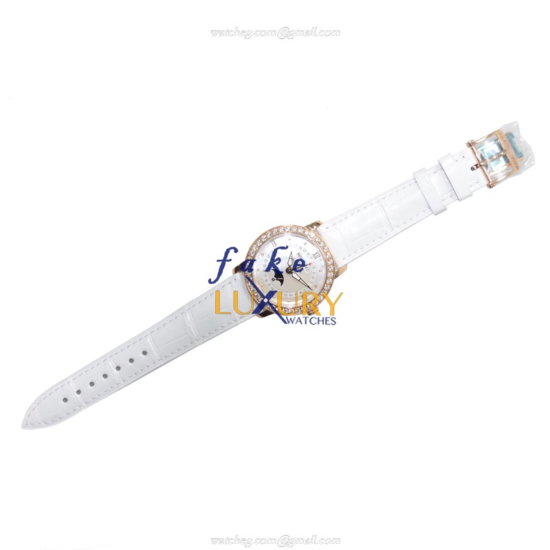 Blancpain 3663-2954-55B Replica Watch Automatic Rose Gold Diamonds White Dial Alligator Strap - Image 2