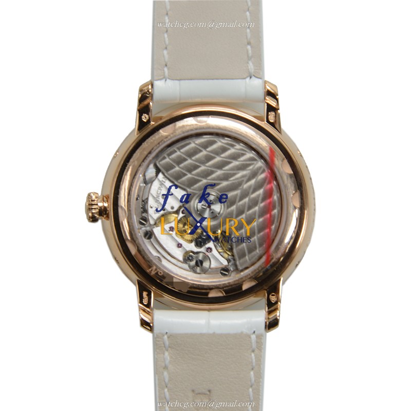Blancpain 3663-2954-55B Replica Watch Automatic Rose Gold Diamonds White Dial Alligator Strap - Image 3