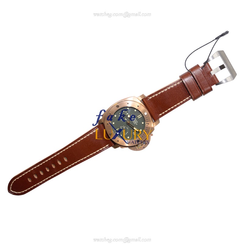 Panerai PAM00507 LUMINOR AUTO Titanium Dial Brown Cowhide Strap Replica Watch - Image 2