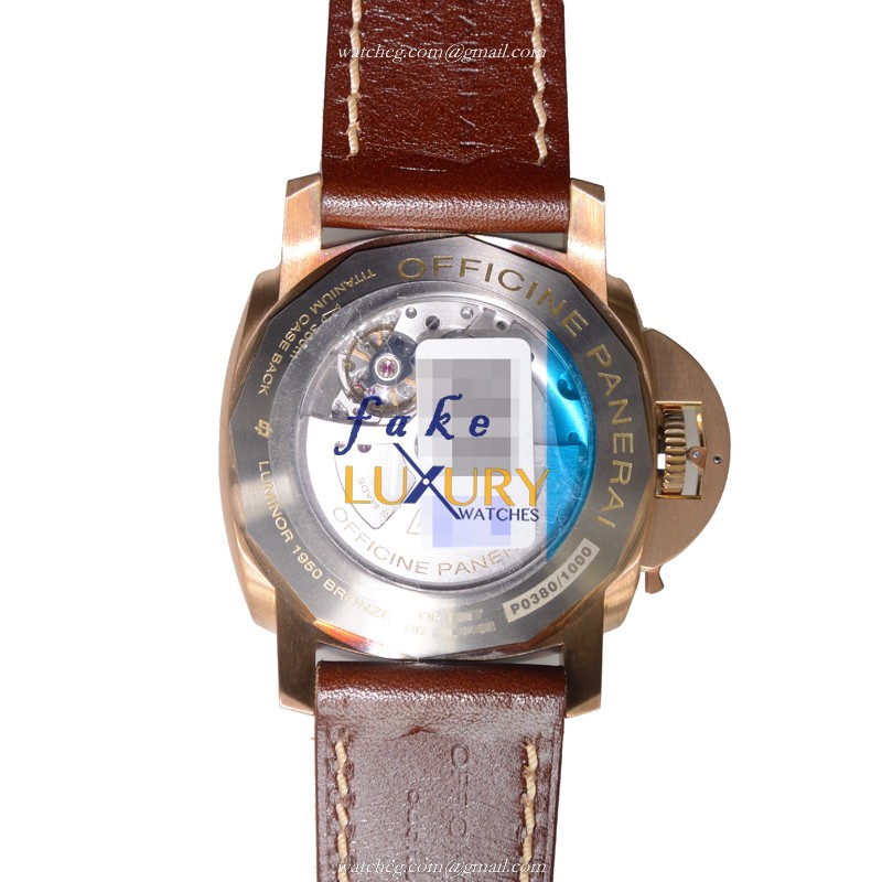 Panerai PAM00507 LUMINOR AUTO Titanium Dial Brown Cowhide Strap Replica Watch - Image 3