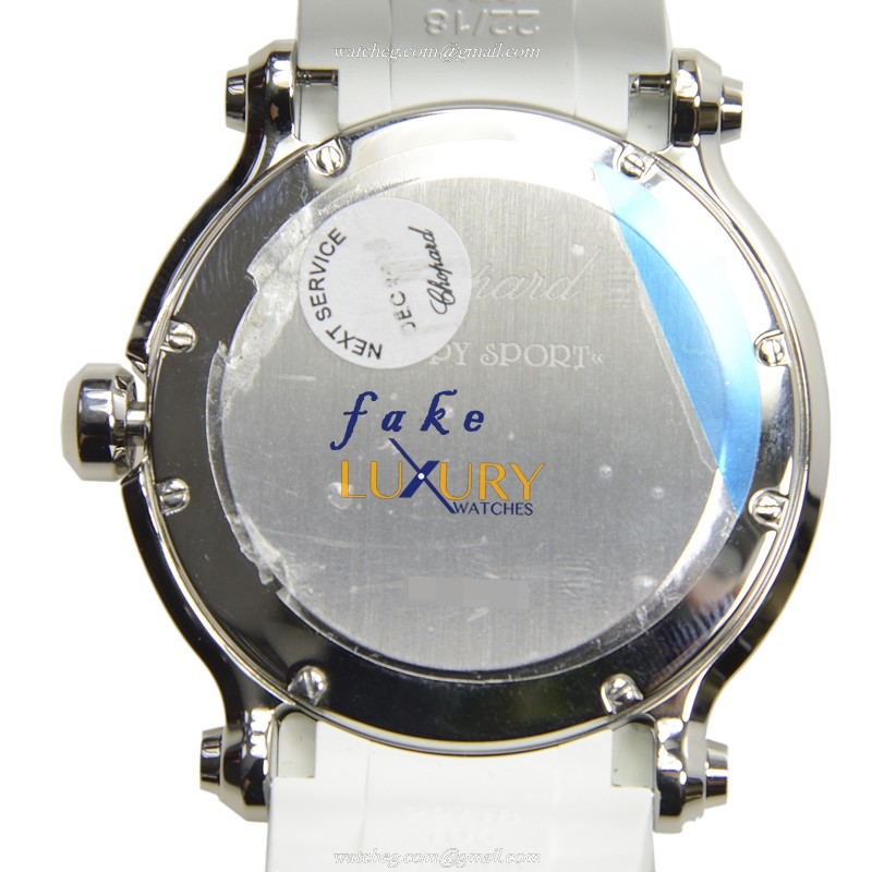 Chopard 288525-3002 Replica Watch, Swiss Quartz, Stainless Steel Case, Silver Dial, White Rubber - Image 3
