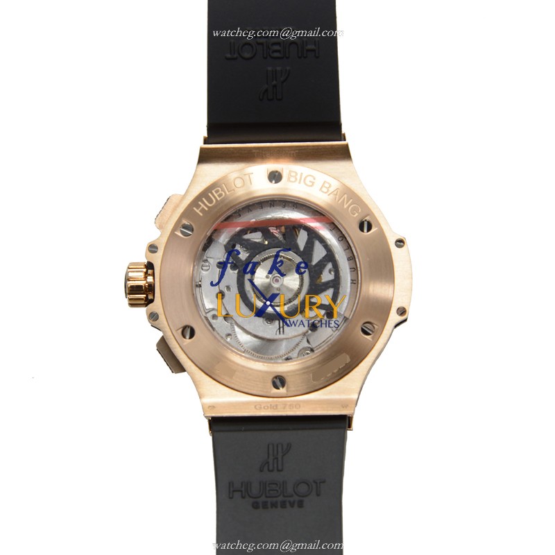 Hublot 341.PX.130.RX Automatic Rose Gold Replica Watch - 41mm Black Dial Rubber Strap - Image 3