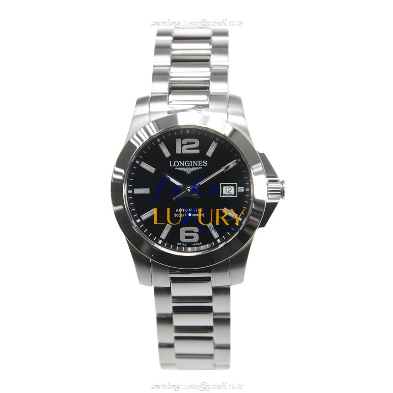 Longines L3.276.4.58.6 Conquest Quartz Stainless Steel Black Dial Replica Watch - Image 2