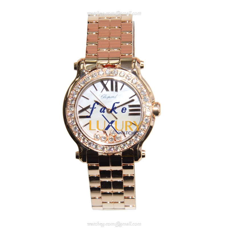 Chopard 274189-5007 Happy Sport Replica Watch, Quartz Movement, White Mother of Pearl Dial, 18kt - Image 2