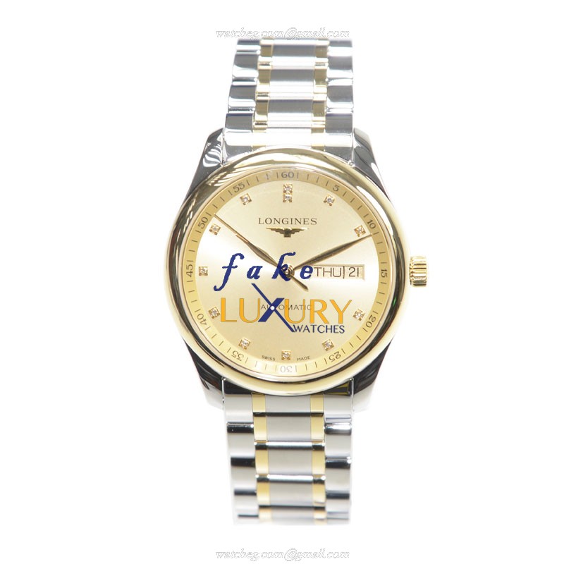 Longines L2.755.5.37.7 MASTER Replica Watch, 18kt Gold & Steel Case, Automatic, Gold Dial - Image 2