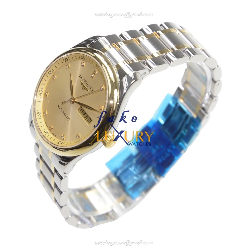 Longines L2.755.5.37.7 MASTER Replica Watch, 18kt Gold & Steel Case, Automatic, Gold Dial - Image 3