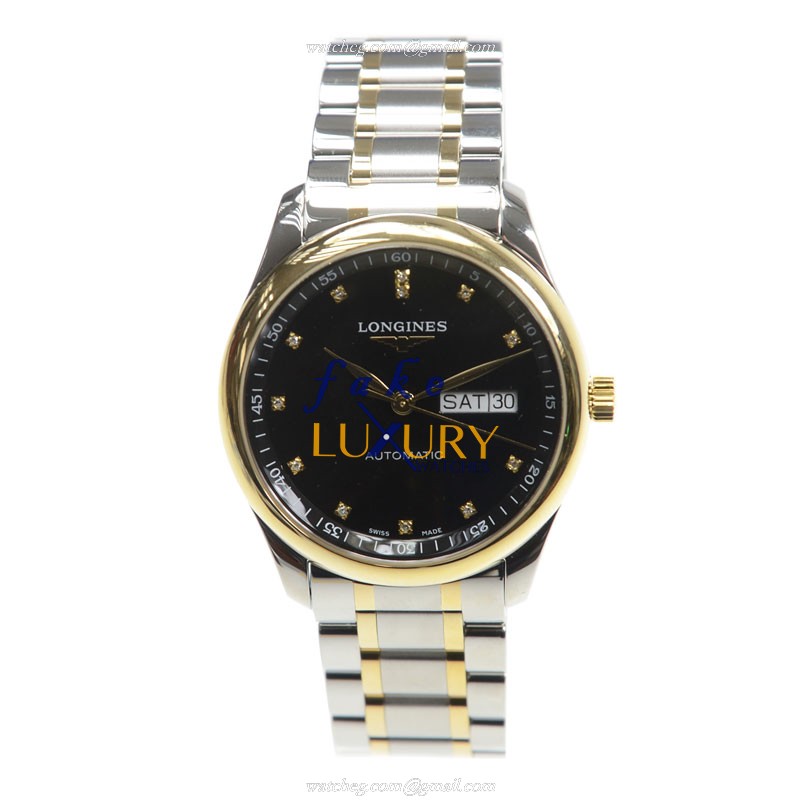Longines L2.755.5.57.7 MASTER Replica Watch, Black Dial, 18kt Gold & Steel Case, Automatic - Image 2