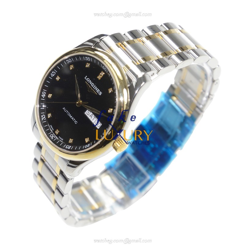 Longines L2.755.5.57.7 MASTER Replica Watch, Black Dial, 18kt Gold & Steel Case, Automatic - Image 3