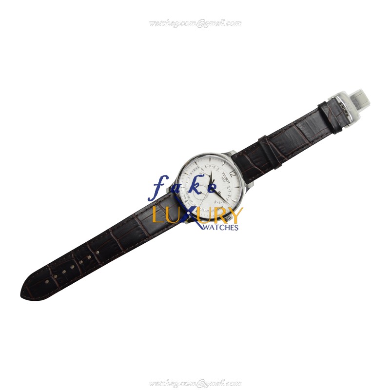 Tissot T-CLASSIC T063.637.16.037.00 Quartz White Dial Brown Leather Replica Watch - Image 2