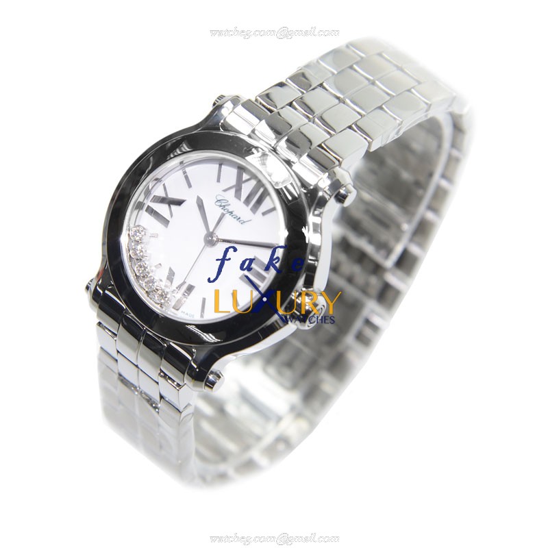 Chopard 278509-3002 HAPPY SPORT Quartz Stainless Steel Replica Watch - White Dial - Silver Strap - Image 3