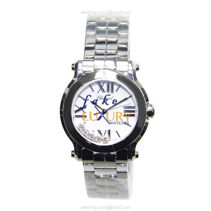 Chopard 278509-3002 HAPPY SPORT Quartz Stainless Steel Replica Watch - White Dial - Silver Strap - Image 2