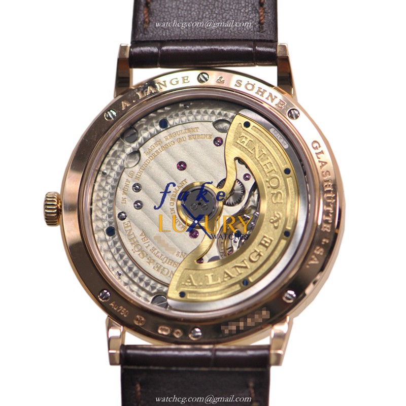 A Lange & Sohne Saxonia 380.032 Automatic with Silvery White Dial on Brown Alligator - Image 4
