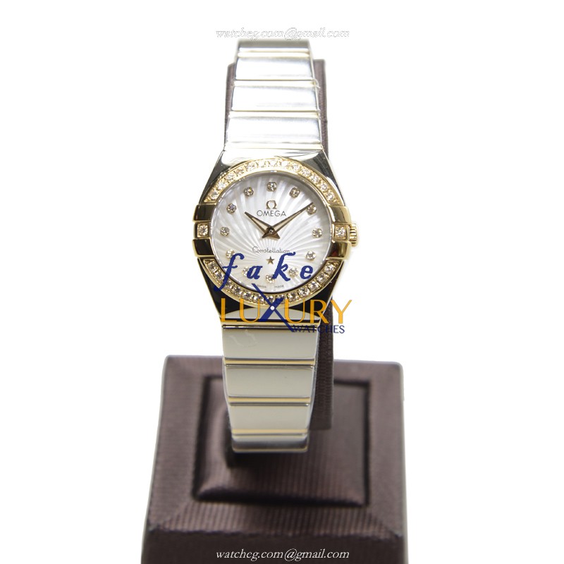 Omega 123.25.24.60.55.008 Constellation Quartz 18kt Gold & Diamond & Steel Replica Watch - 100M - Image 2