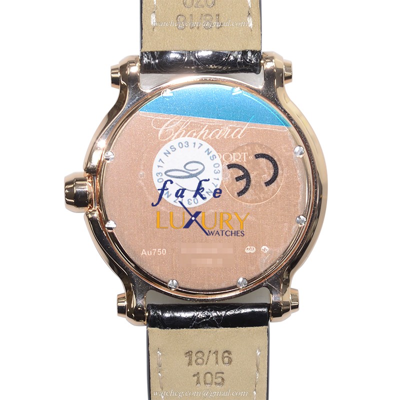Chopard 277471-5002 Happy Sport Quartz 18kt Rose Gold Replica Watch - Swiss Movement, White Mother - Image 3