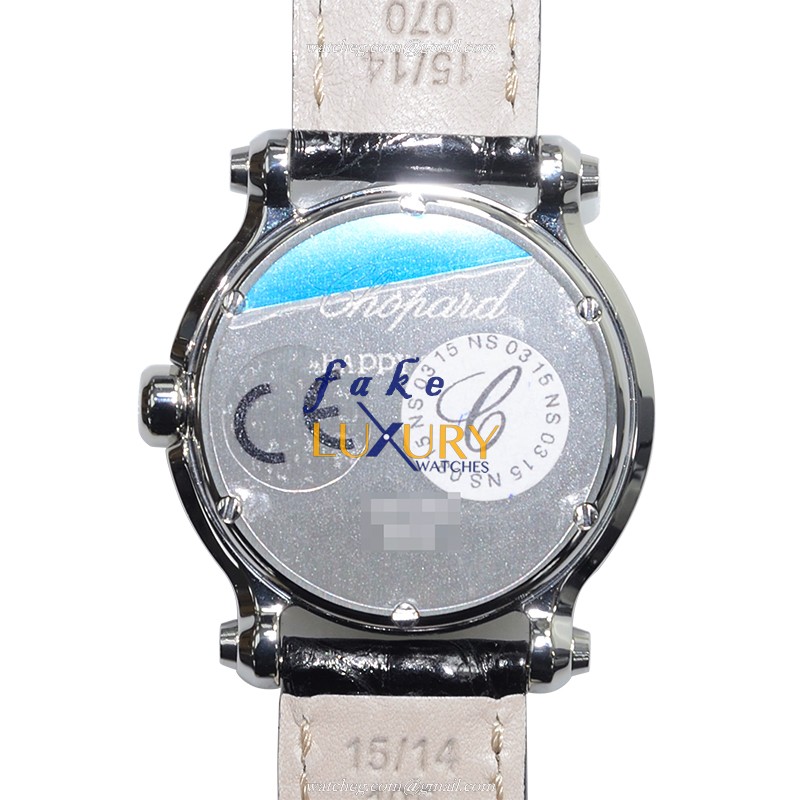 Chopard 278509-3001 HAPPY SPORT Quartz Steel White Dial Black Alligator Strap Replica Watch - Image 3