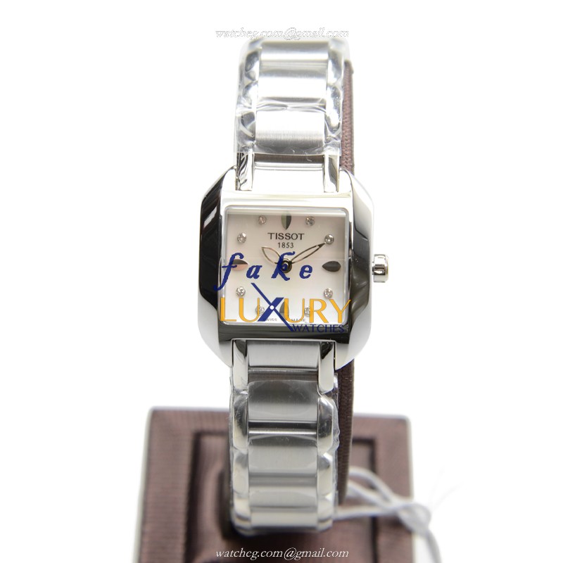 Tissot T02.1.285.74 Replica Watch, T-LADY Quartz, White Dial, Silver Stainless Steel Bracelet - Image 2