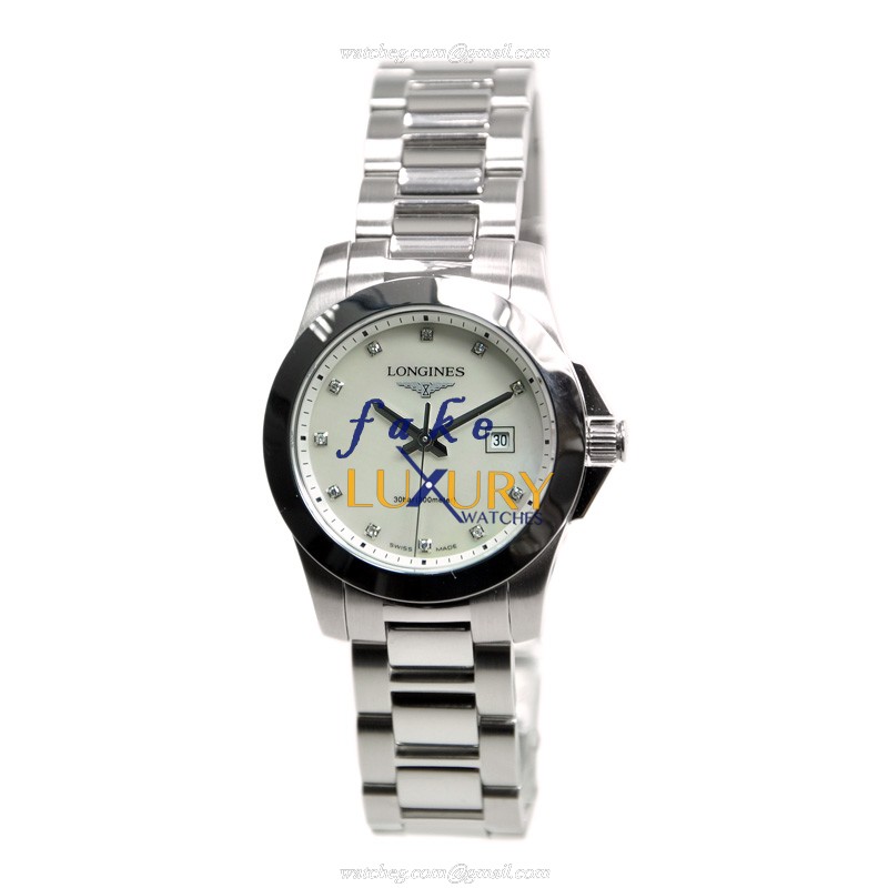 Longines L3.277.4.87.6 Swiss Quartz Stainless Steel Replica Watch, White Mother of Pearl Dial - Image 2