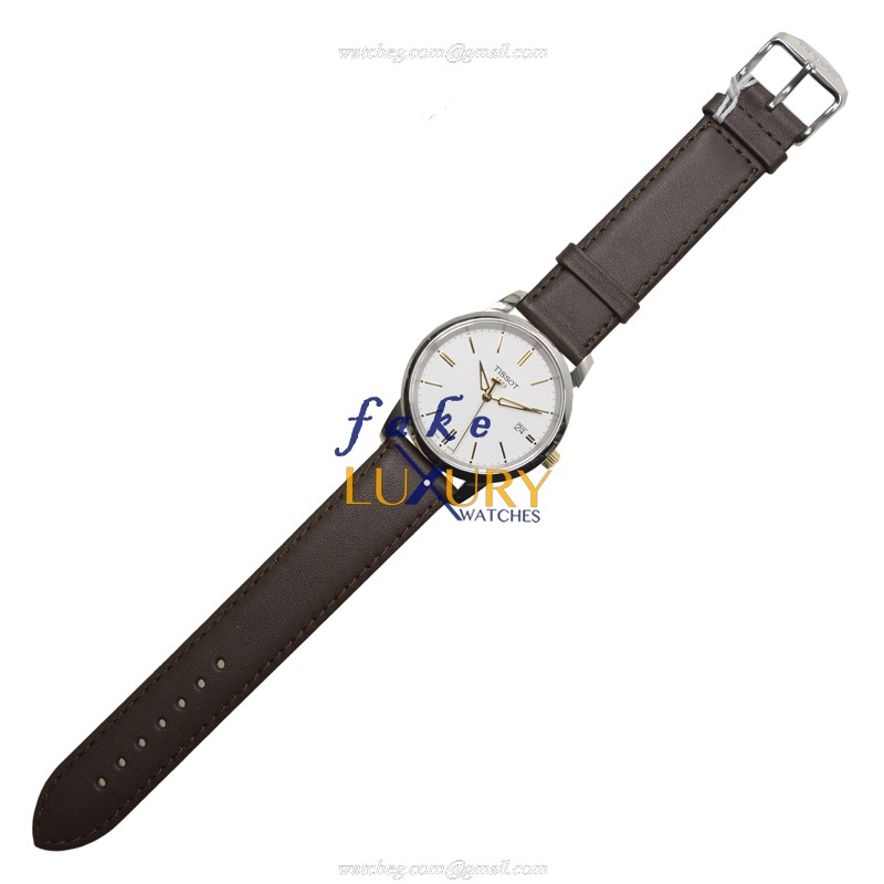 Tissot T-CLASSIC T033.410.26.011.01 Quartz White Dial Leather Strap Replica Watch - Image 2