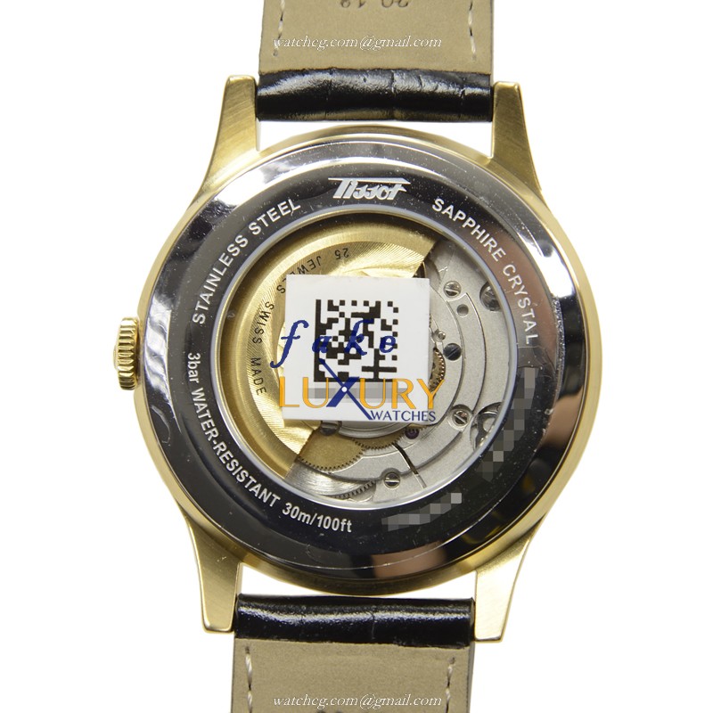 Tissot T019.430.36.051.01 T-Classic Automatic Gold-Plated Steel Black Leather Replica Watch - Image 3