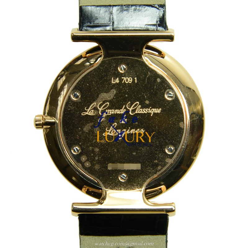 Longines La Grande L4.709.1.11.2 Quartz 18kt Rose Gold White Dial Black Alligator Strap Replica - Image 3