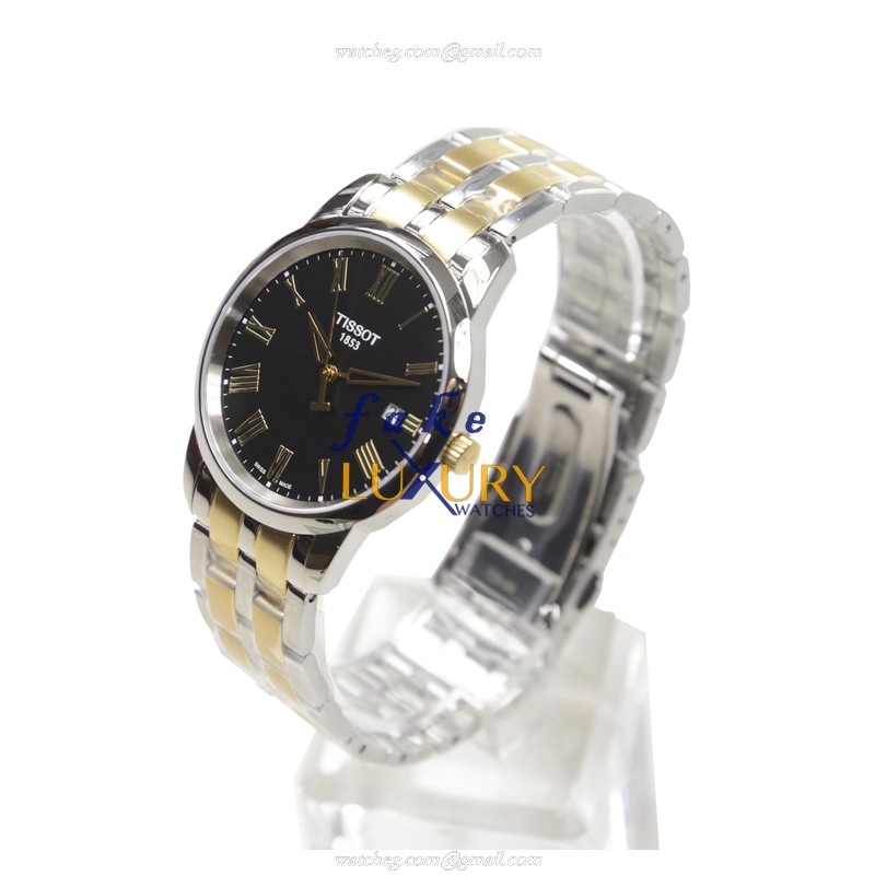 Tissot T-CLASSIC T033.410.22.053.01 Quartz Stainless Steel Black Dial Silver Bracelet Replica Watch - Image 3