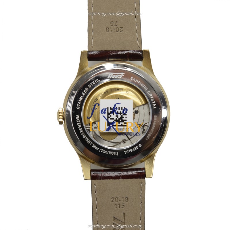 Tissot Heritage T019.430.36.031.01 Automatic White Dial Leather Strap Watch - Image 3
